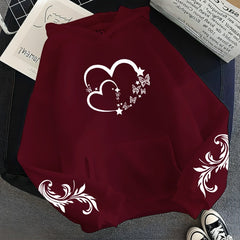 Maroon Floral Blossom Custom-Printed Hoodie (Colors Available)
