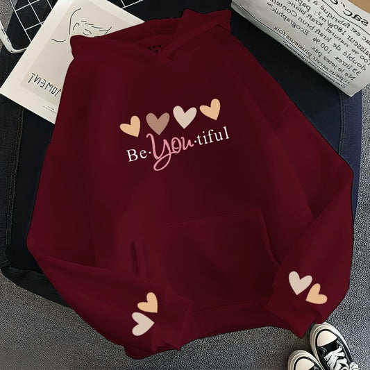 Maroon Floral Blossom Custom-Printed Hoodie (Colors Available)