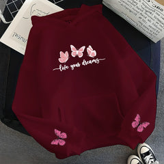 Maroon Floral Blossom Custom-Printed Hoodie (Colors Available)