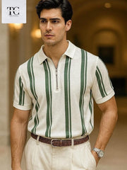 Printed Zipped Polo T-Shirt