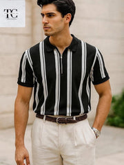 Printed Zipped Polo T-Shirt