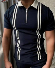 Zipped Stripe Polo T-Shirt