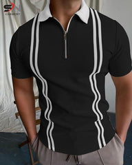 Zipped Stripe Polo T-Shirt