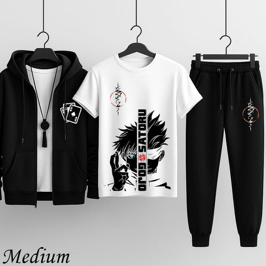 Premium Hooded Zipper Tracksuit – Pack of 3 (Colors Available)