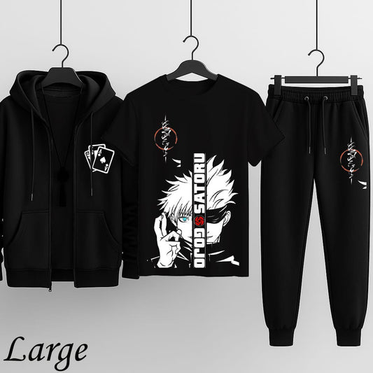 Premium Hooded Zipper Tracksuit – Pack of 3 (Colors Available)