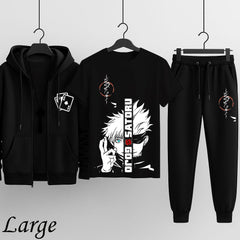 Premium Hooded Zipper Tracksuit – Pack of 3 (Colors Available)