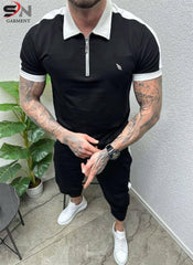 Contrast Collar Stripe Zip Style Tracksuit